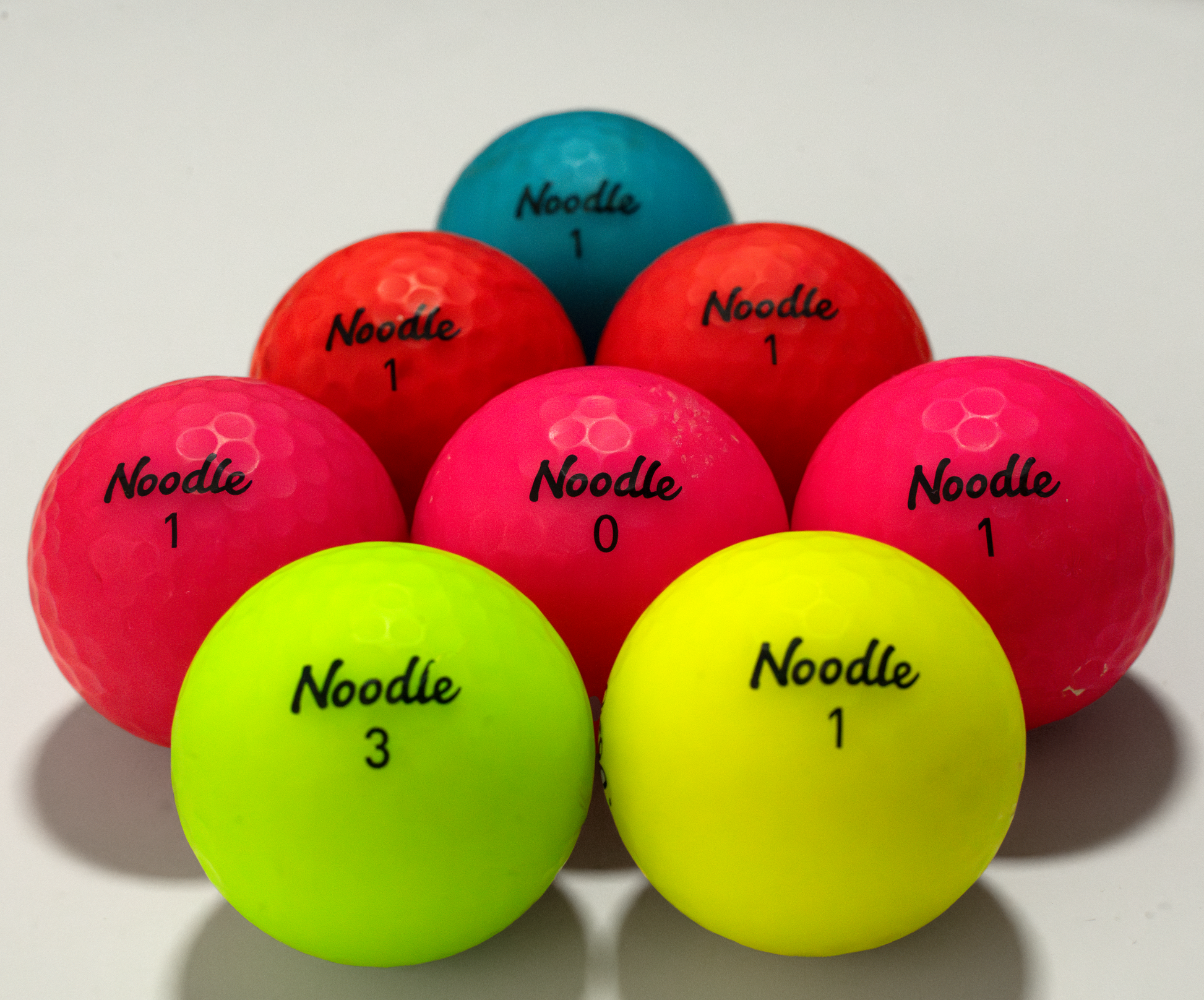 Used Noodle Matte Mix - 1 Dozen golf balls – ZingerGolfBalls.com